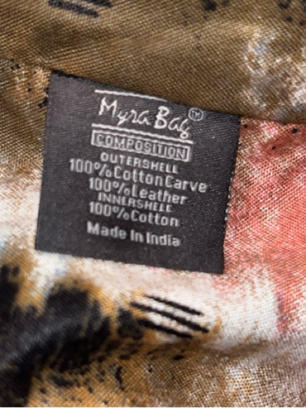 Myra Bag Floral Canvas Tote in Brown and Cream with fringe - Picture 8 of 10
